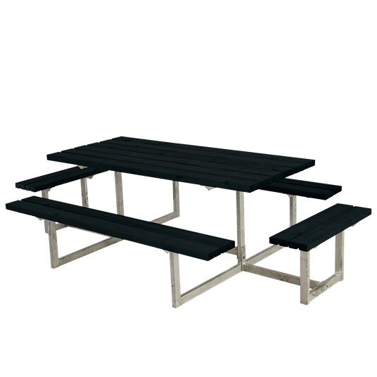 PLUS Picknickbord Basic med Extra Sittplatser Svart BxLxH: 1600x2600x720 mm 2 Extra Sittplatser