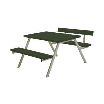 PLUS Picknickbord med 1 Ryggstöd Alpha 118 cm Grön