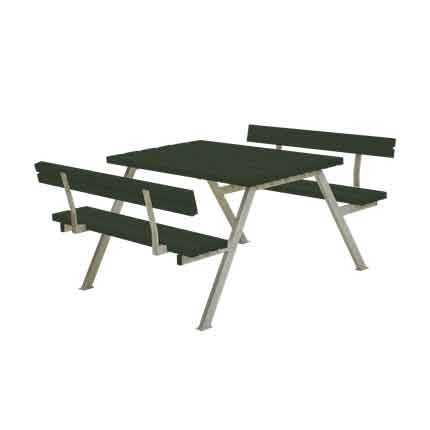 PLUS Picknickbord med 2 Ryggstöd Alpha 118 cm Grön
