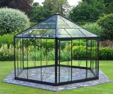 Fristående Växthus / Orangeri Infloria 13m2 Sexkantigt härdat glas + polykarbonat + dubbel skjutdörr