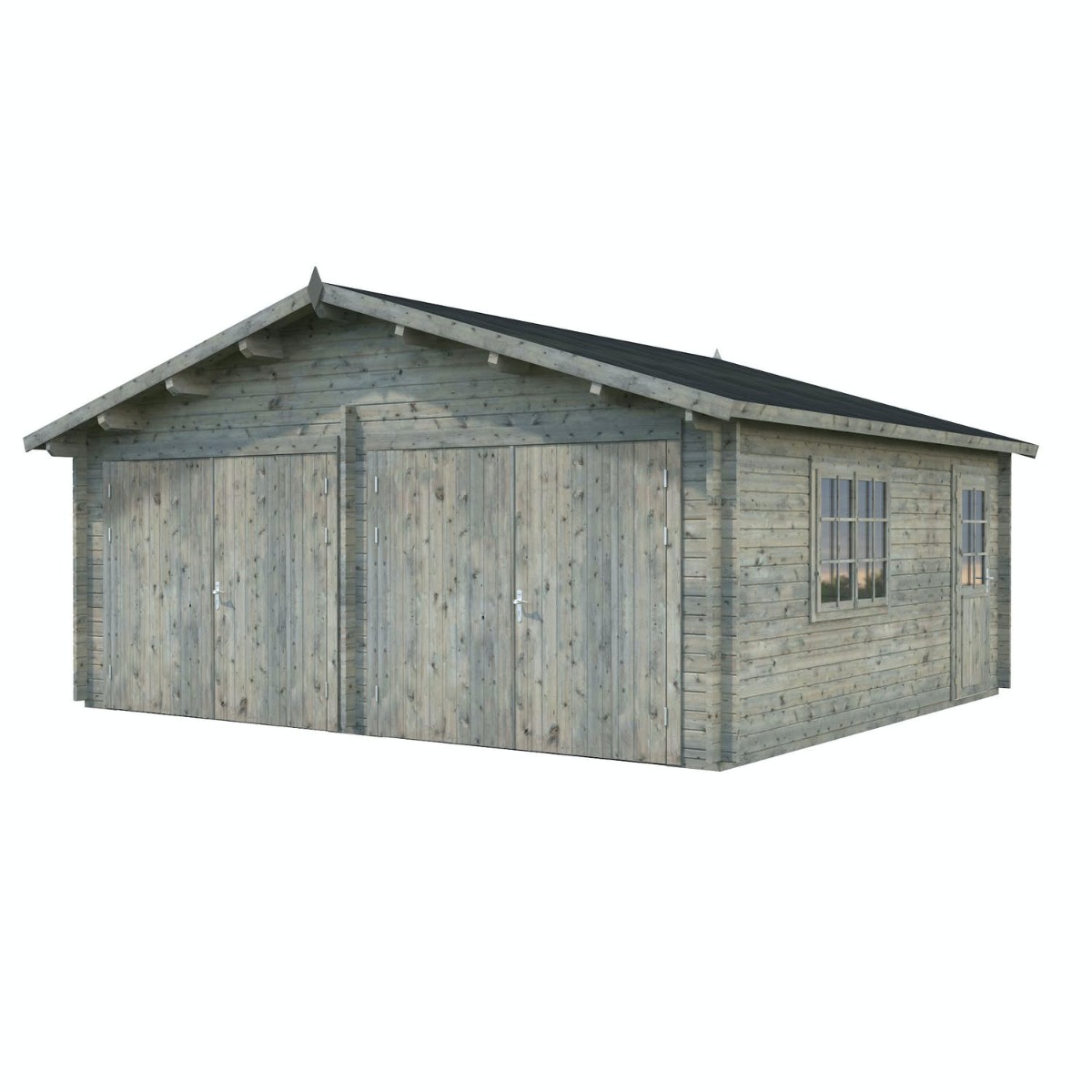 Palmako Garage Roger 29,3 m2 (inv. 28,4 m2) med slagport i trä Grå