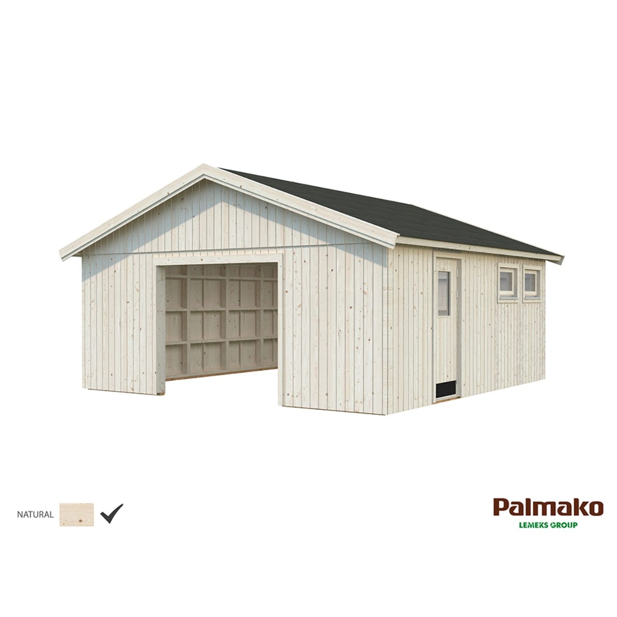 Palmako Garage Andre 24,6 m2 (inv. 21,5 m2) utan port Obehandlad
